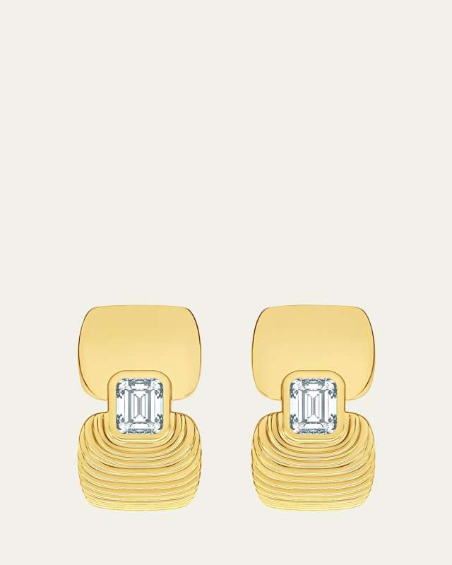 18K Yellow Gold Adir Diamond Huggie Earrings